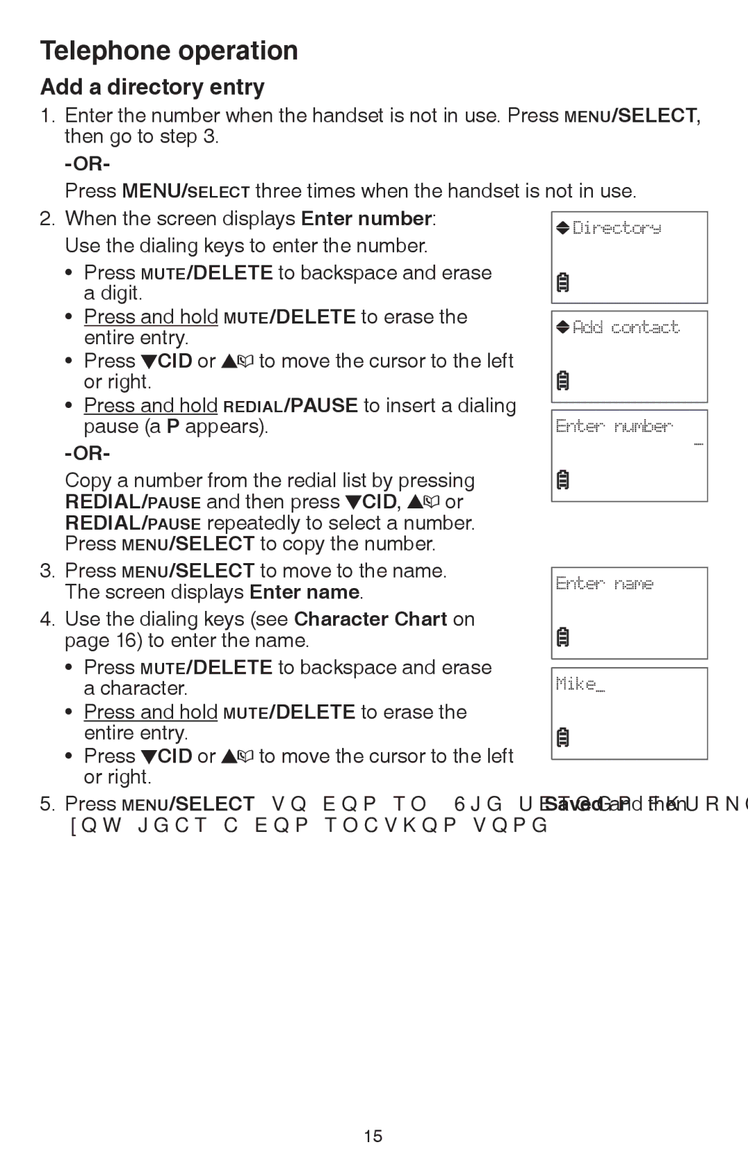 VTech CS6114-2 user manual Add a directory entry 