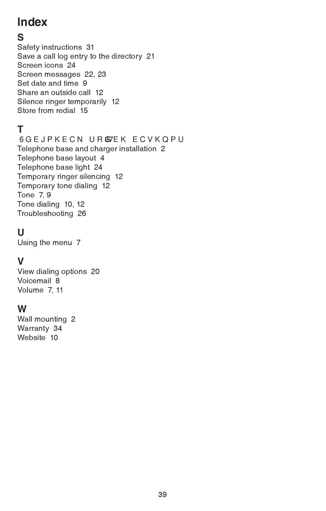 VTech CS6114-2 user manual Index 