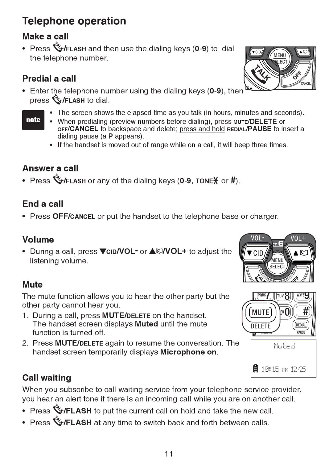 VTech CS6124-2 user manual Telephone operation 