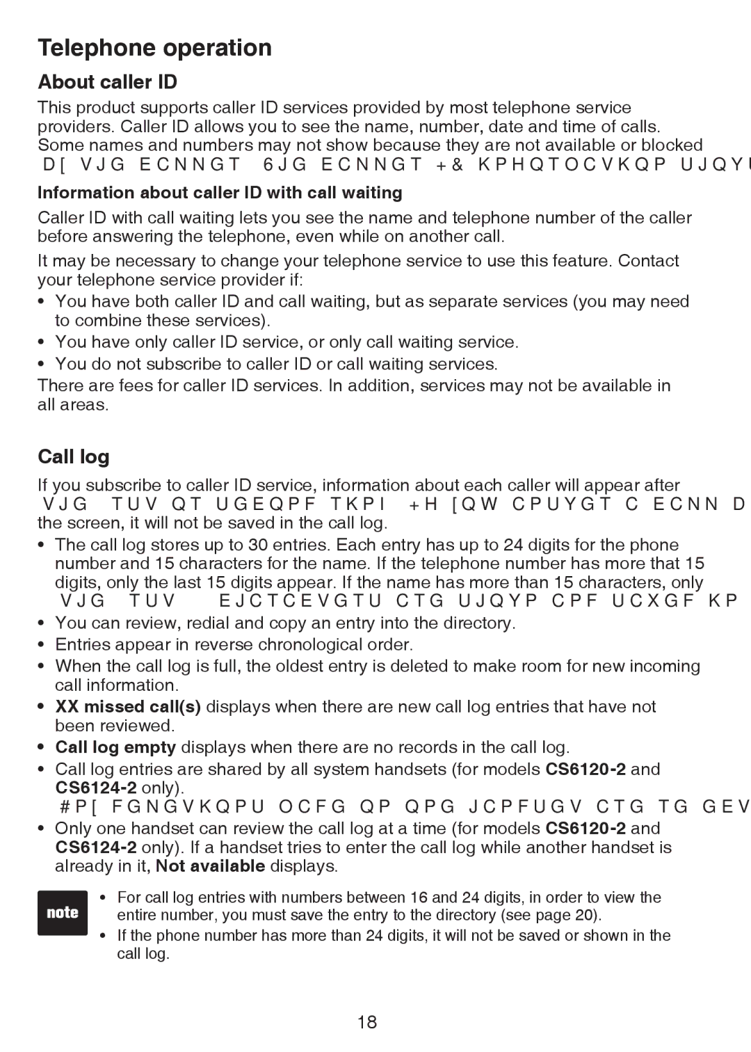 VTech CS6124-2 user manual About caller ID, Call log, Information about caller ID with call waiting 