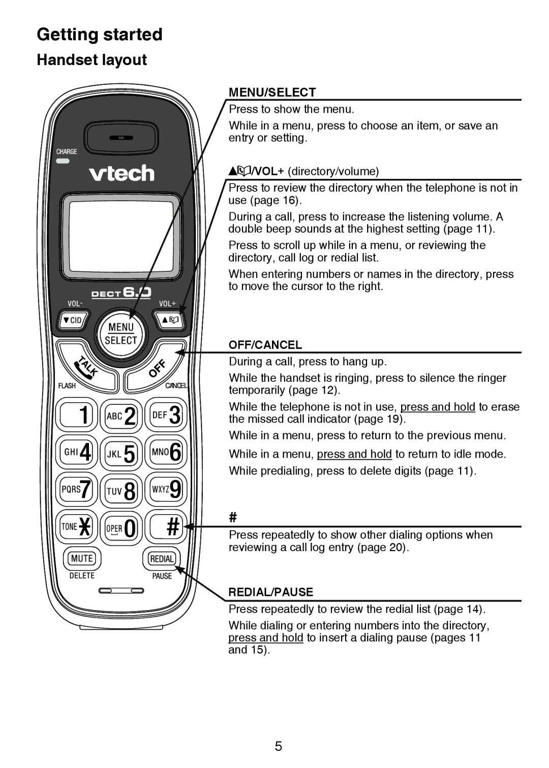 VTech CS6124-2 user manual Menu/Select 