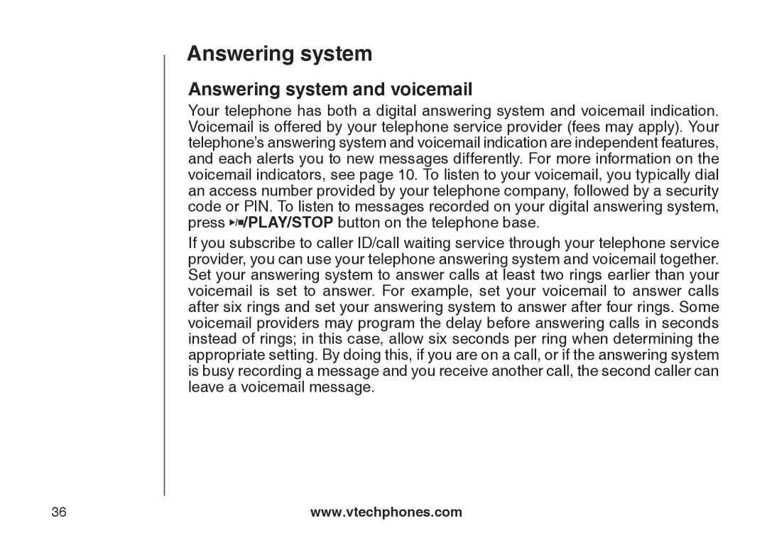 VTech CS6129-32, CS6128-31, CS6129-2, CS6129-52, CS6129-41, CS6129-54, CS6129-31, CS6128-42 Answering system and voicemail 