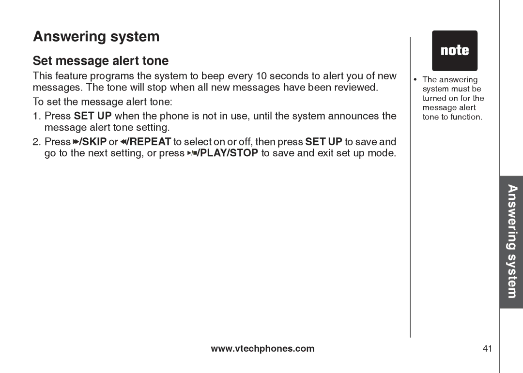 VTech CS6129-41, CS6129-32, CS6128-31, CS6129-2, CS6129-52, CS6129-54, CS6129-31, CS6128-42 user manual Set message alert tone 