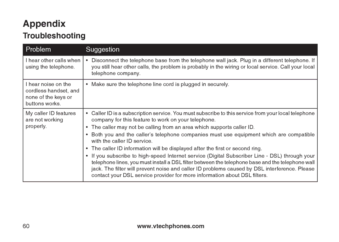 VTech CS6129-52, CS6129-32, CS6128-31, CS6129-2, CS6129-41, CS6129-54, CS6129-31, CS6128-42 user manual Appendix 