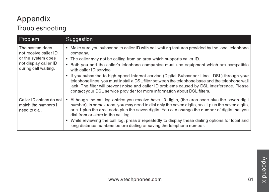 VTech CS6129-41, CS6129-32, CS6128-31, CS6129-2, CS6129-52, CS6129-54, CS6129-31, CS6128-42 user manual System does 