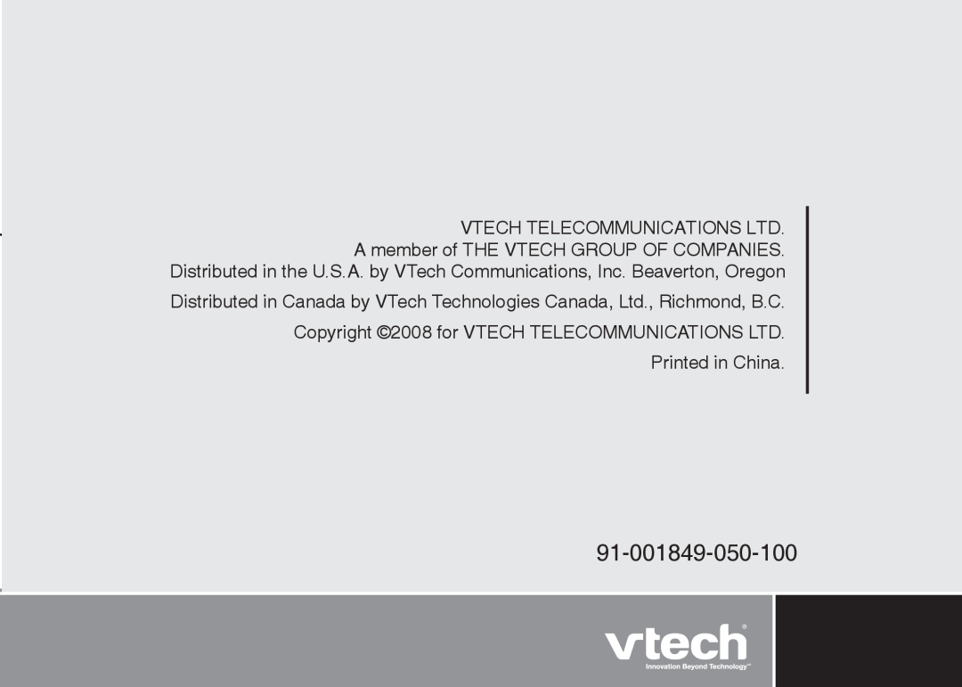 VTech CS6128-42, CS6129-32, CS6128-31, CS6129-2, CS6129-52, CS6129-41, CS6129-54, CS6129-31 user manual 91-001849-050-100 