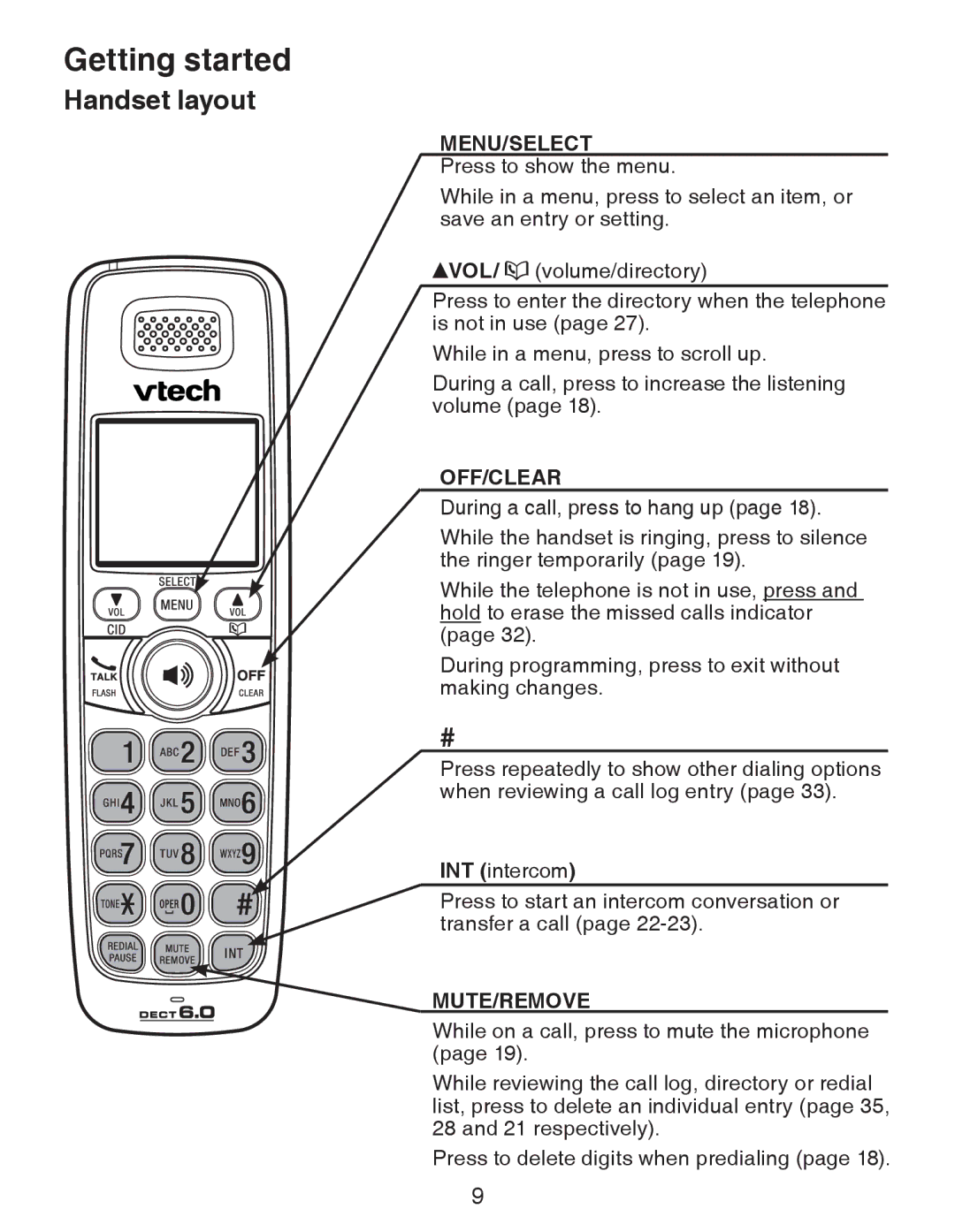 VTech CS6328-4, CS6329-5, CS6329-4, CS6328-5, CS6329-2, CS6328-2, CS6328-3, CS6329-3 user manual Menu/Select 