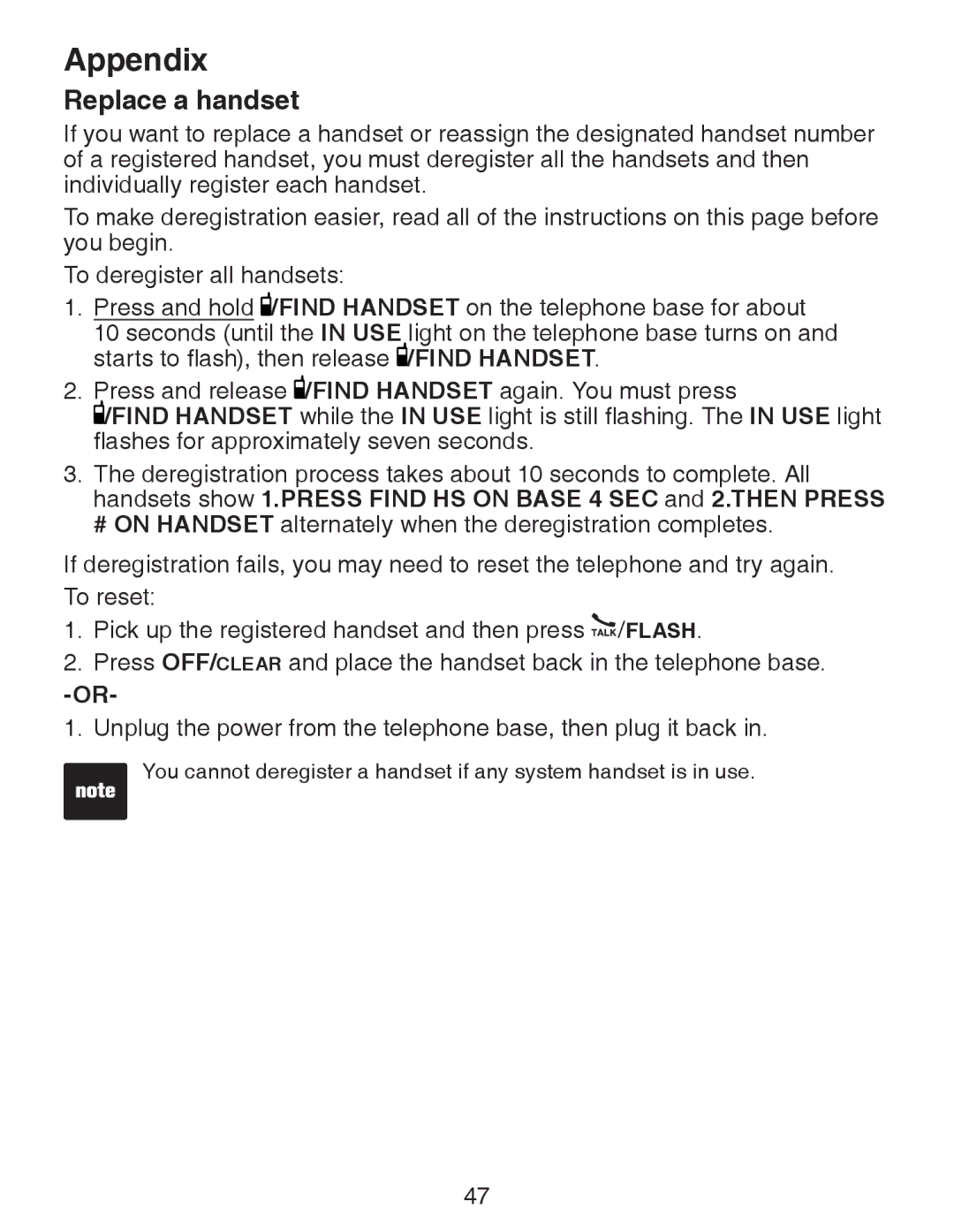 VTech CS6328-2, CS6329-5, CS6329-4, CS6328-5, CS6329-2, CS6328-4, CS6328-3, CS6329-3 user manual Replace a handset 