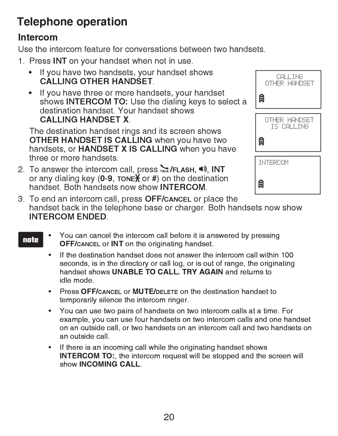 VTech CS6419-15 user manual Intercom, Other Handset is Calling when you have two 