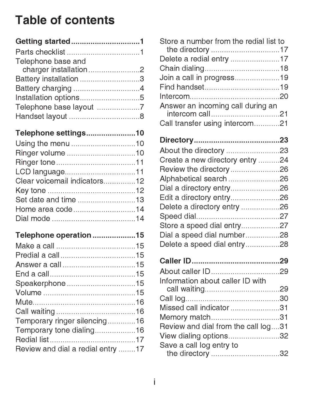 VTech CS6419-15 user manual Table of contents 