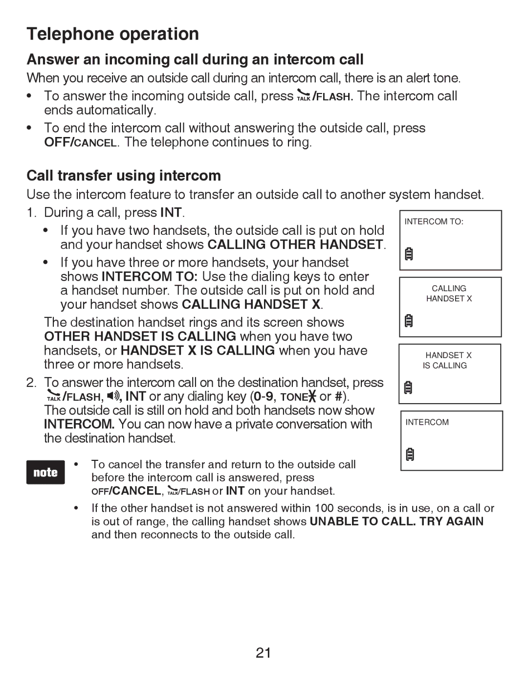 VTech CS6419-2 user manual Answer an incoming call during an intercom call, Call transfer using intercom 