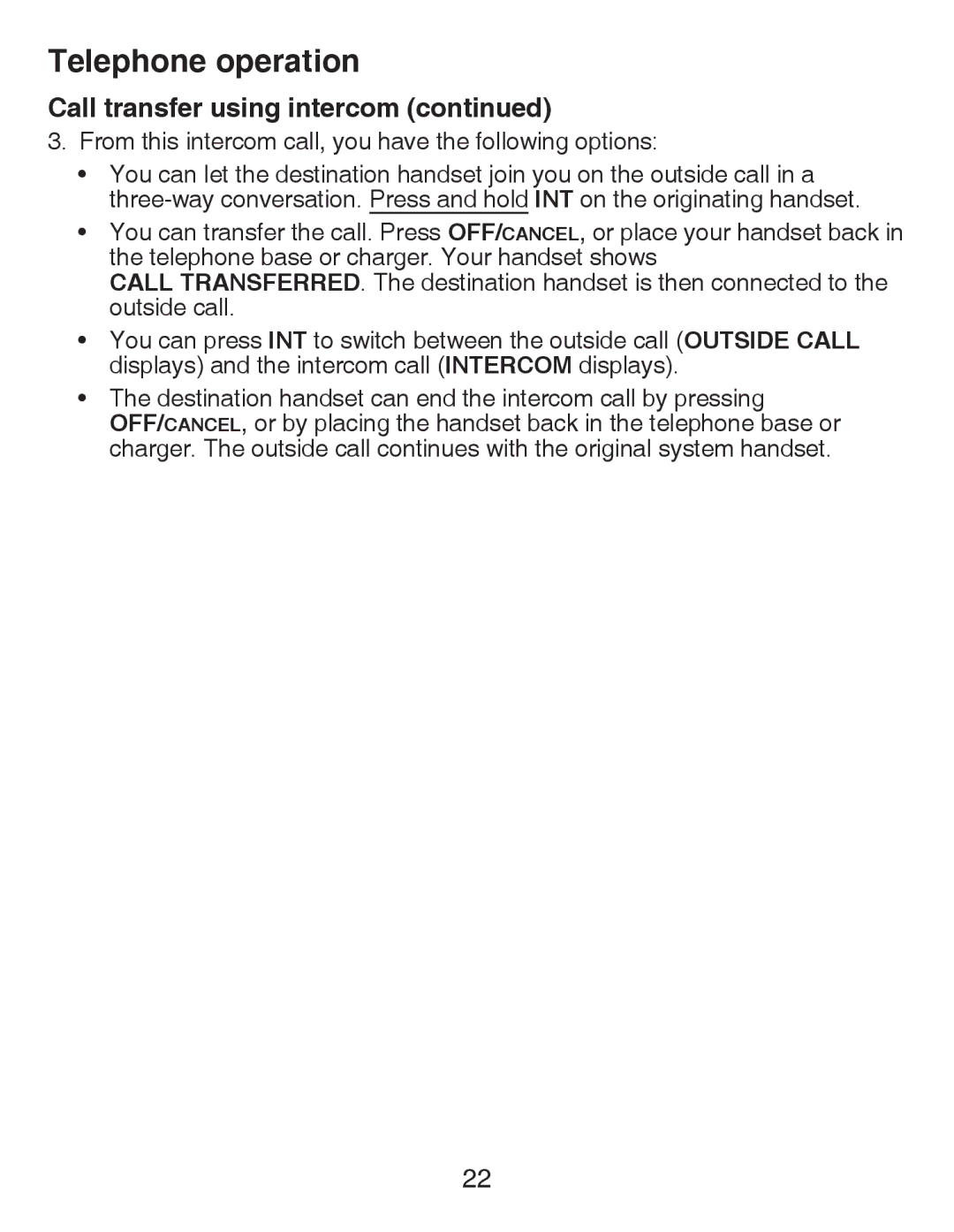 VTech CS6419-2 user manual From this intercom call, you have the following options 