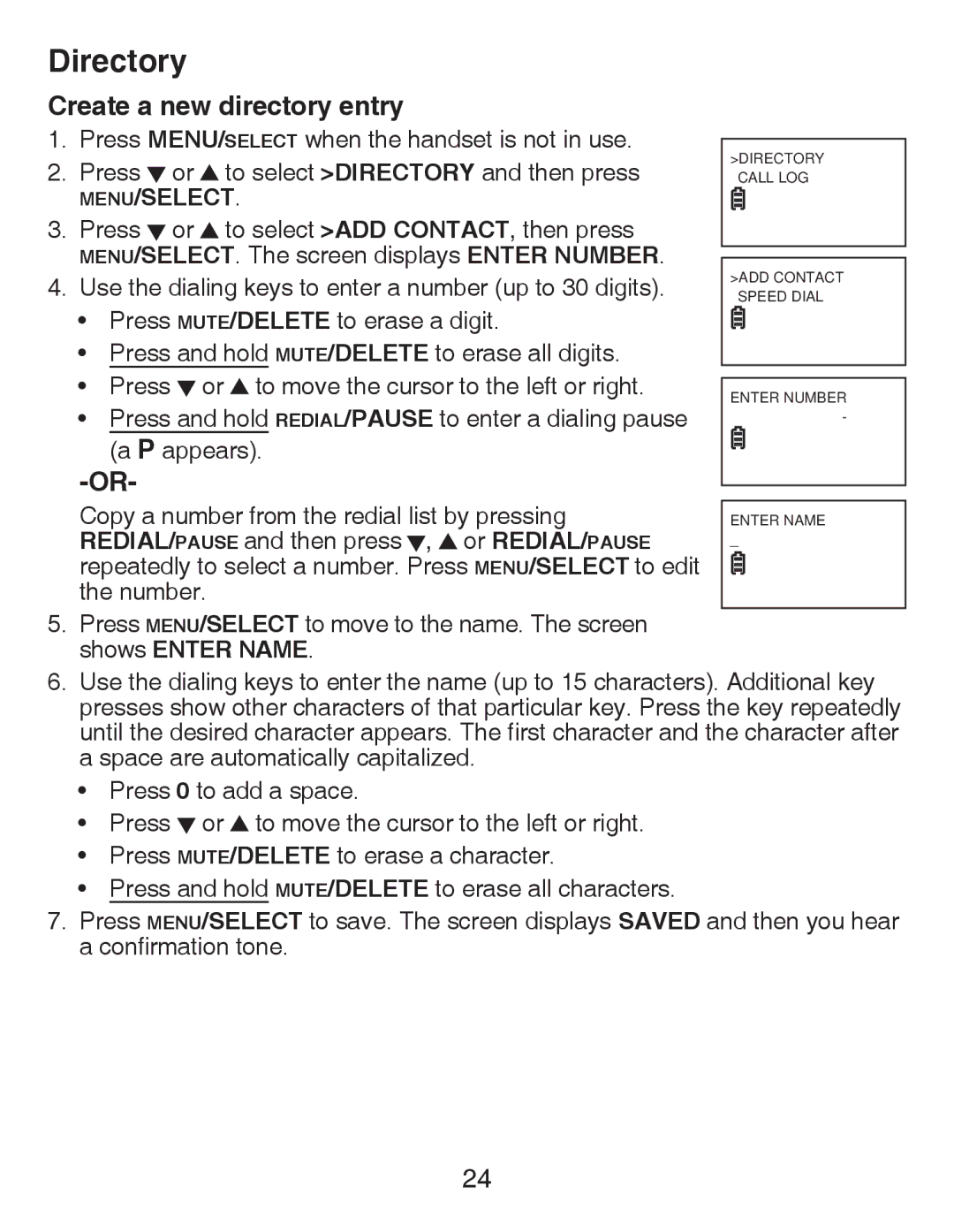 VTech CS6419-2 user manual Create a new directory entry 