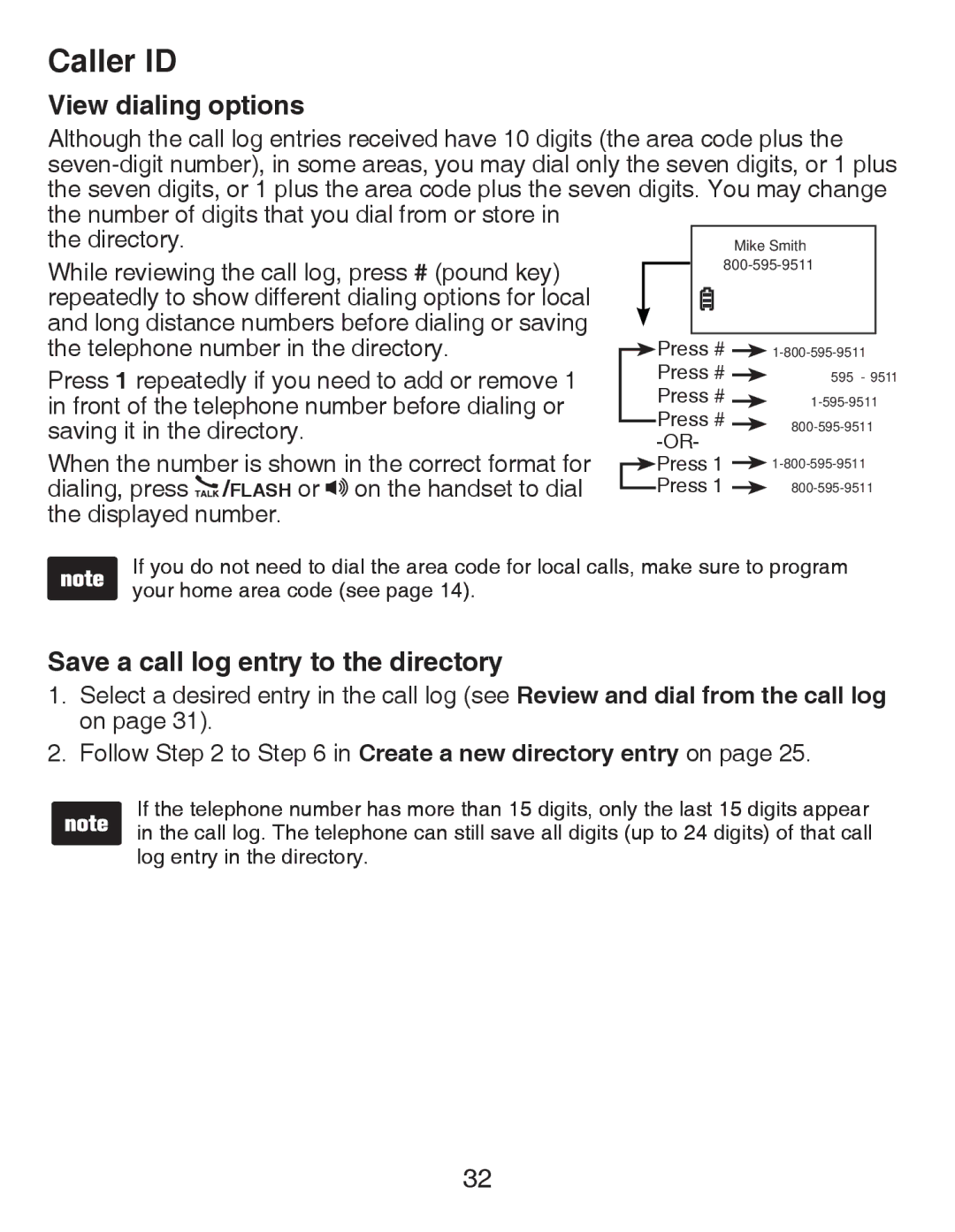 VTech CS6419-2 user manual View dialing options, Save a call Iog entry to the directory 