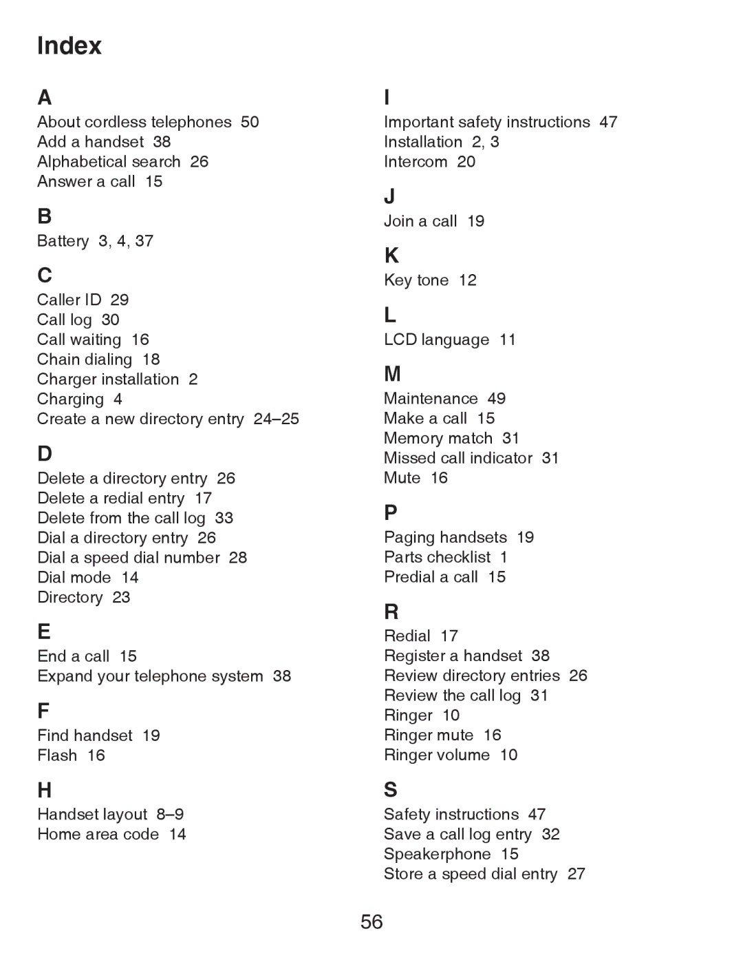 VTech CS6419-2 user manual Index 