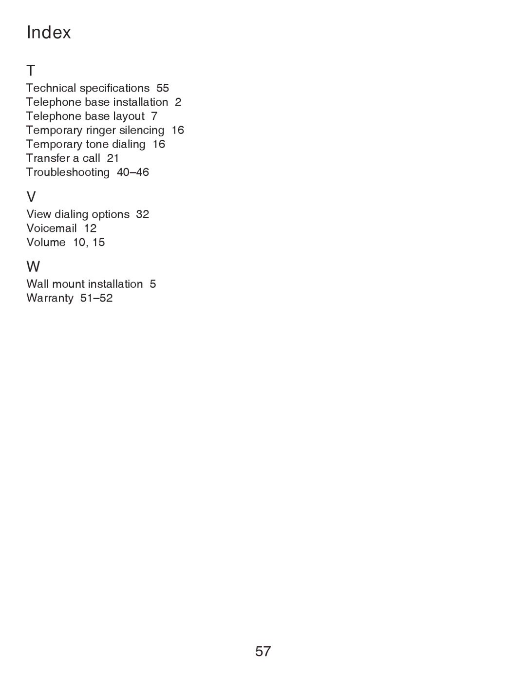 VTech CS6419-2 user manual Index 