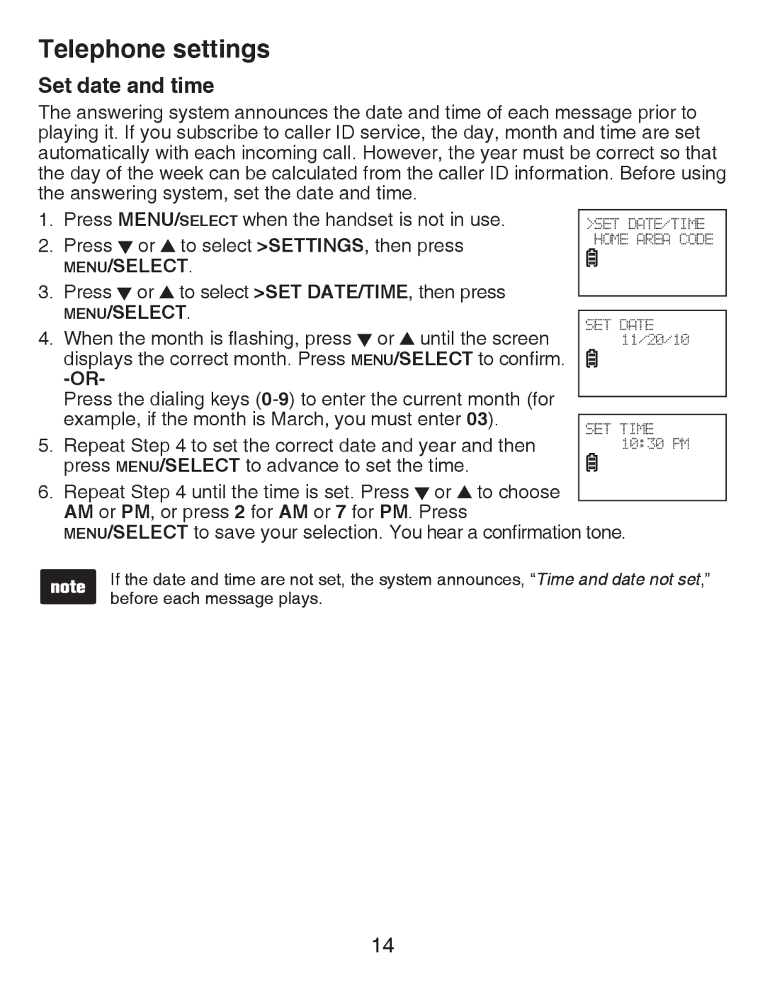 VTech CS6429-3, CS6428-2, CS6429-4, CS6429-2, CS6429-5 user manual Set date and time 