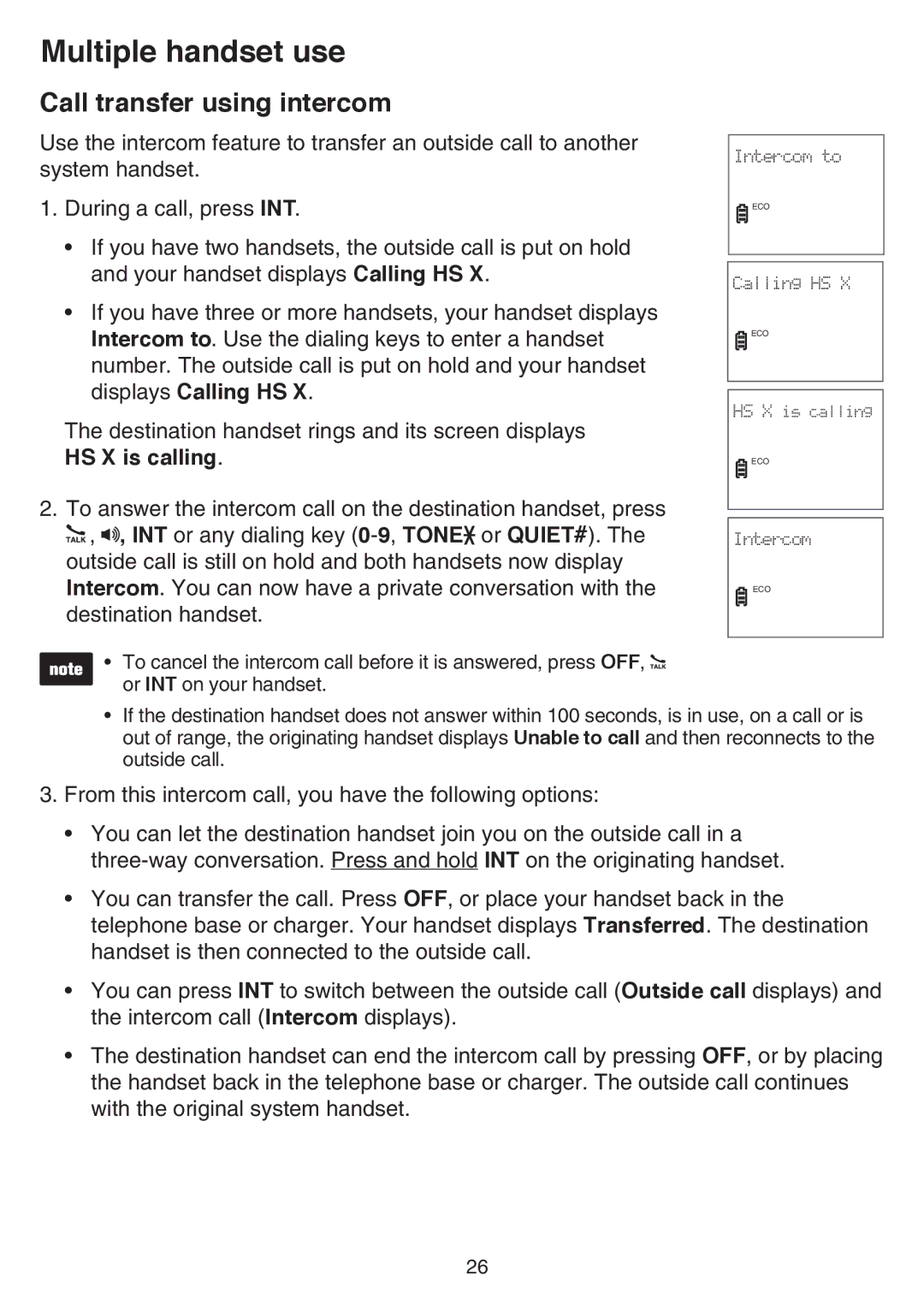 VTech CS6519-2, CS6519-14, CS6519-17, CS6519-16, CS6519-15, CS6519-19 user manual Call transfer using intercom 