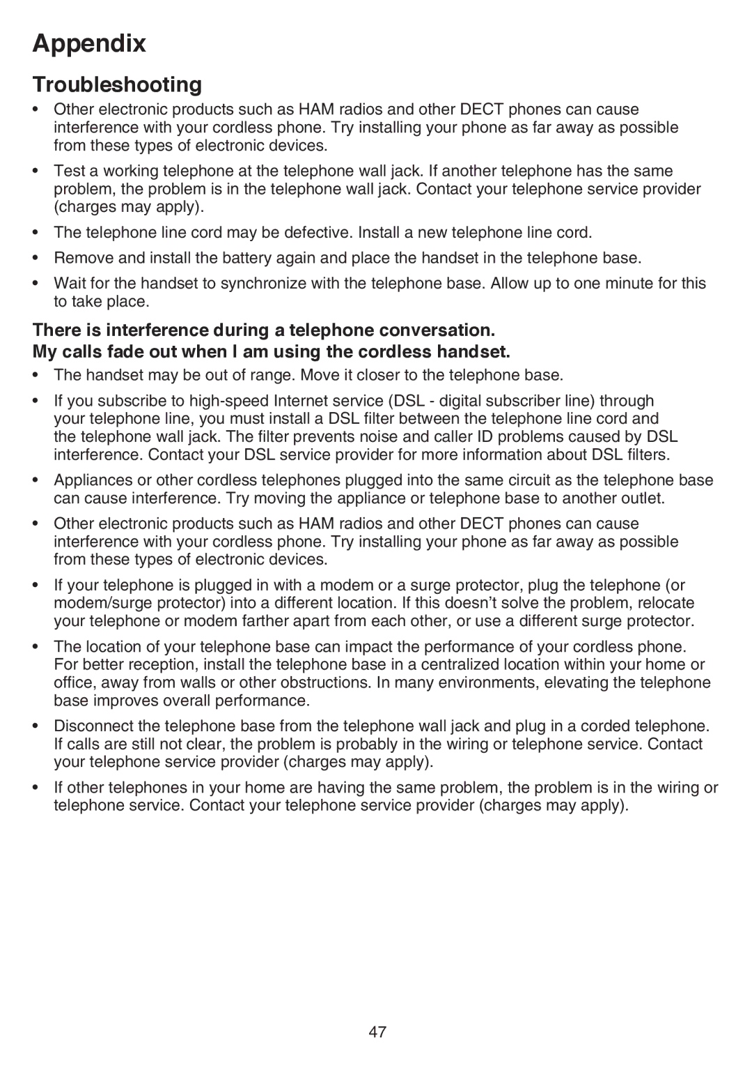 VTech CS6519-2, CS6519-14, CS6519-17, CS6519-16, CS6519-15, CS6519-19 user manual Appendix 