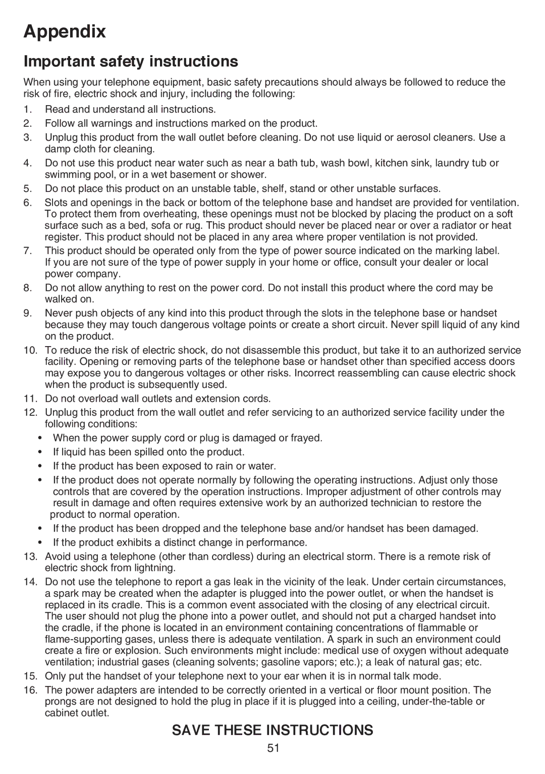 VTech CS6519-19, CS6519-2, CS6519-14, CS6519-17, CS6519-16, CS6519-15 user manual Important safety instructions 