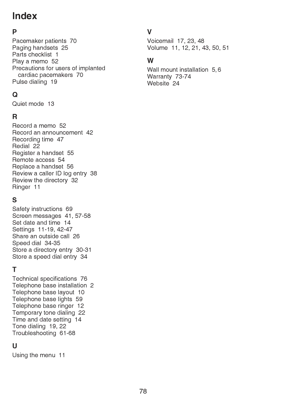 VTech CS6529-4B, CS6529-3, CS6529-25, CS6529-17, CS6529-14, CS6529-16 Precautions for users of implanted cardiac pacemakers 