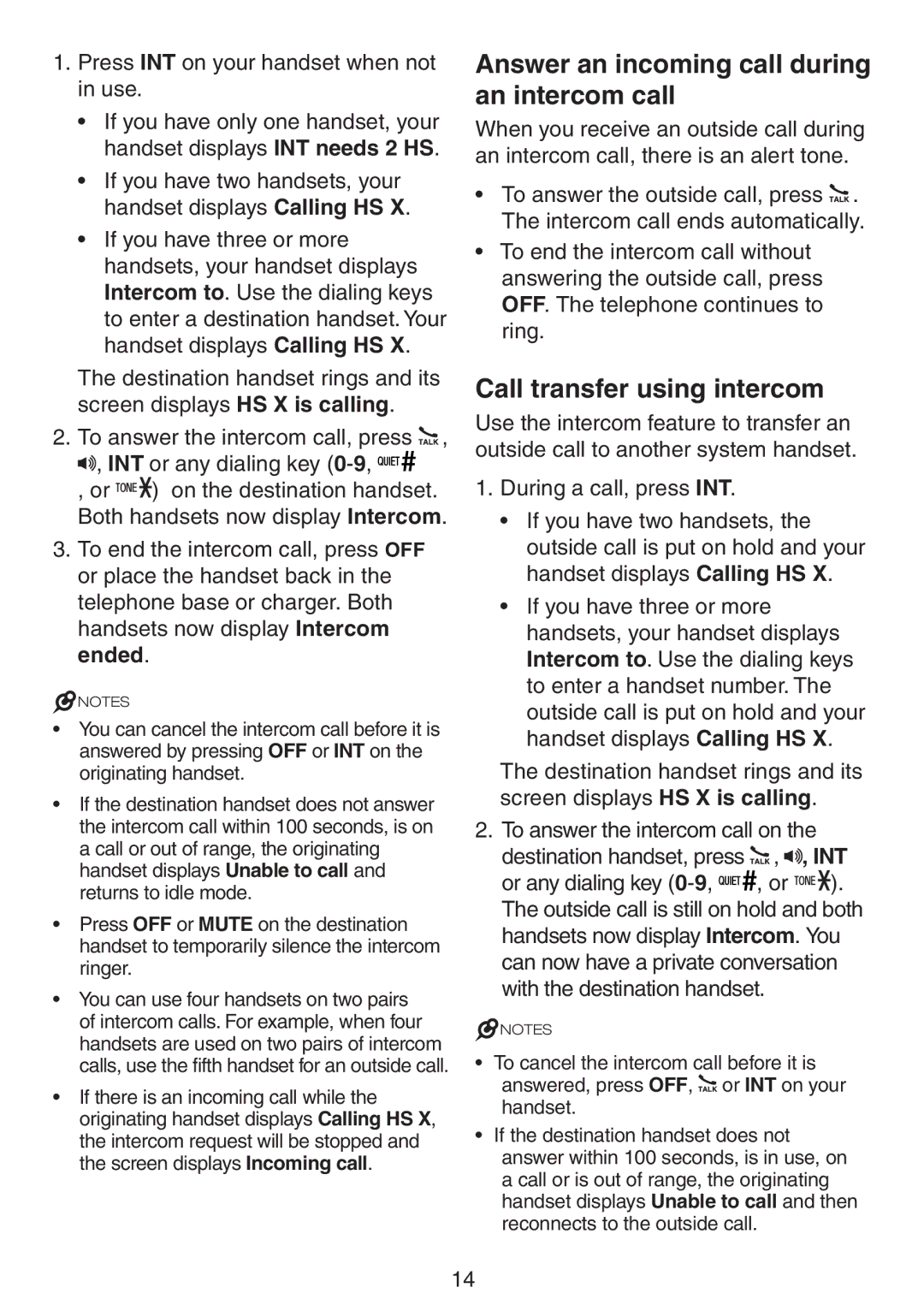 VTech CS6719 CS6719-15 CS6719-16 CS6719-2 Answer an incoming call during an intercom call, Call transfer using intercom 