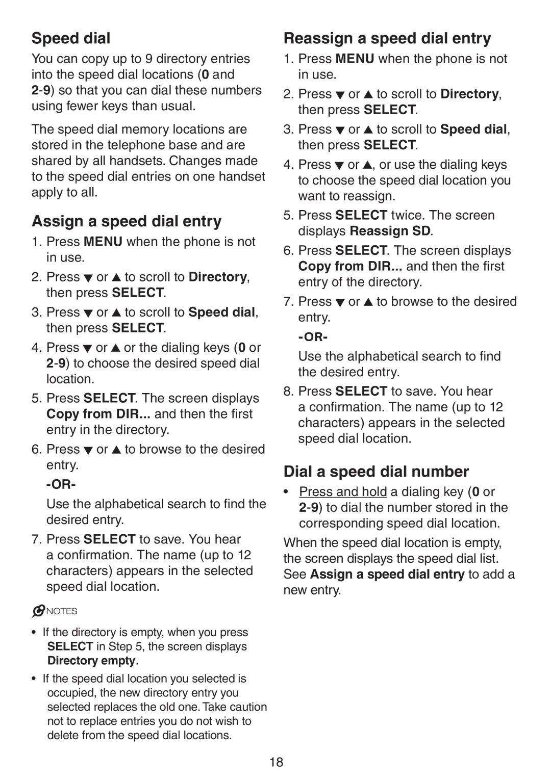 VTech CS6719 CS6719-15 CS6719-16 CS6719-2 user manual Speed dial, Assign a speed dial entry, Reassign a speed dial entry 