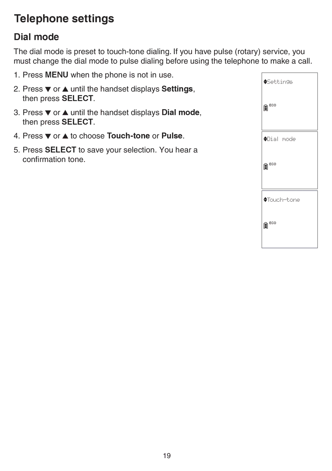 VTech CS6729-21, CS6729-5, CS6729-4D, CS6729-3 user manual Dial mode 