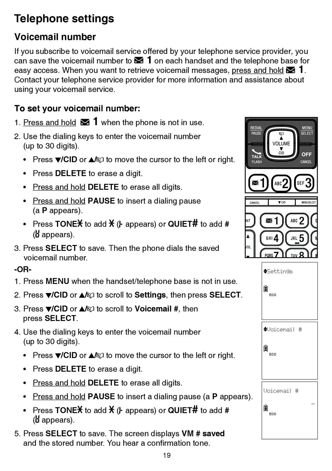 VTech cs6858-3, CS6859-2 user manual Voicemail number, To set your voicemail number 