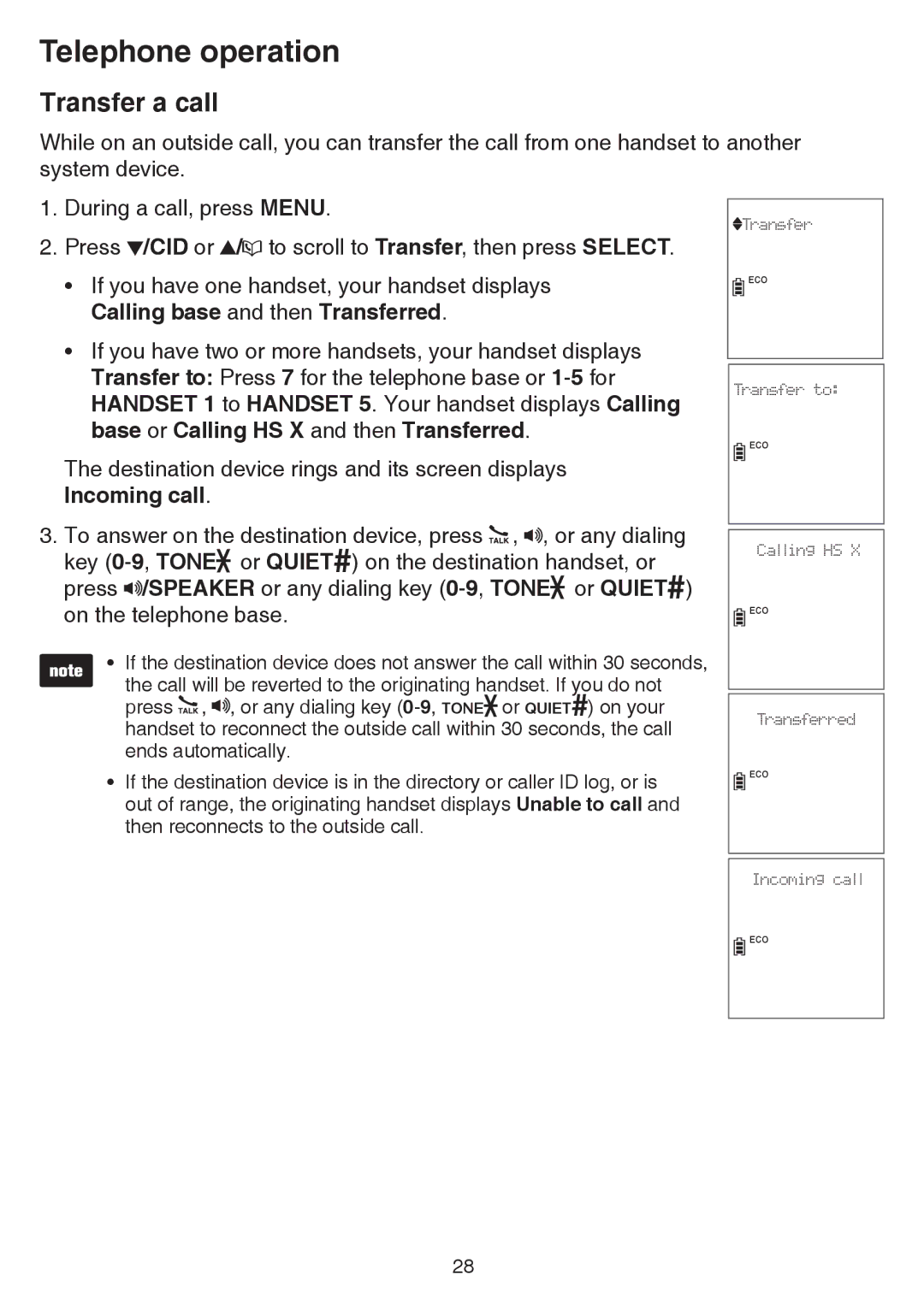 VTech cs6858-3, CS6859-2 user manual Transfer a call 