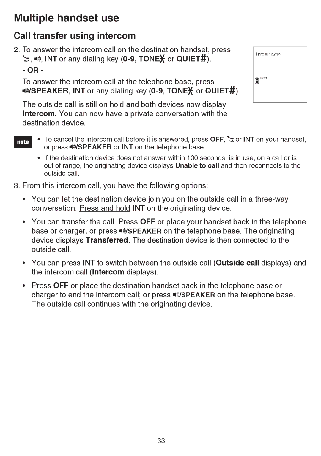 VTech CS6859-2, cs6858-3 user manual Intercom 