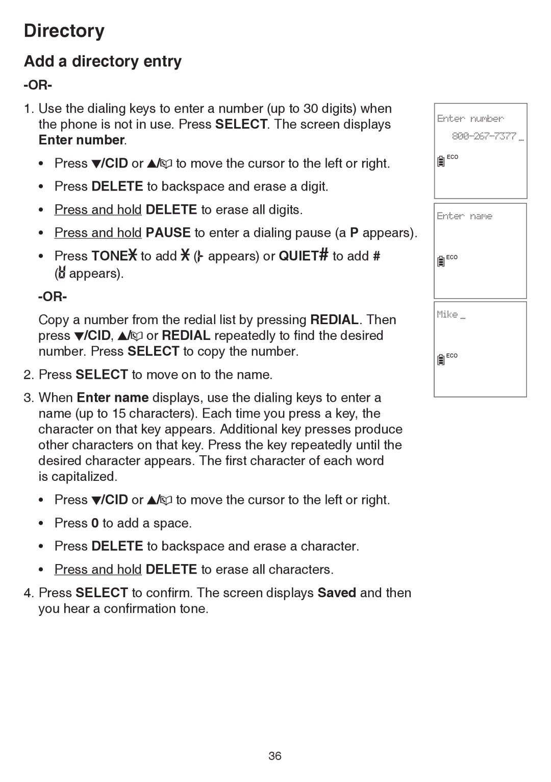 VTech CS6859-2, cs6858-3 user manual Directory 