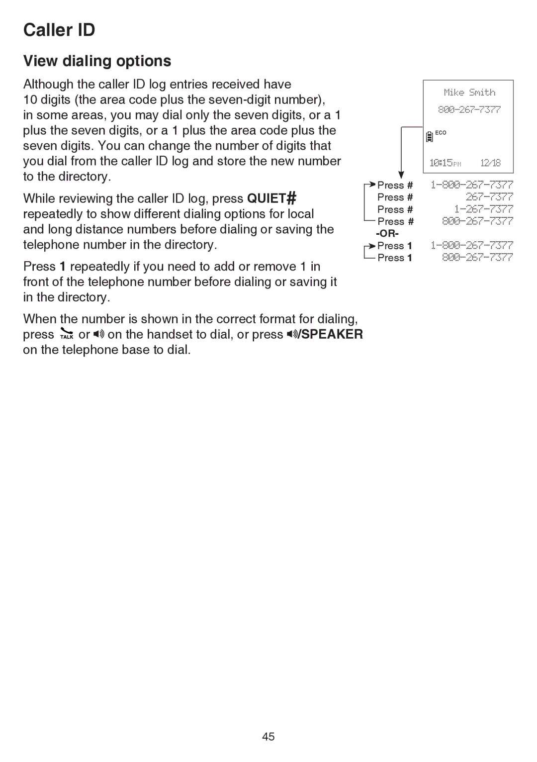 VTech CS6859-2, cs6858-3 user manual View dialing options 