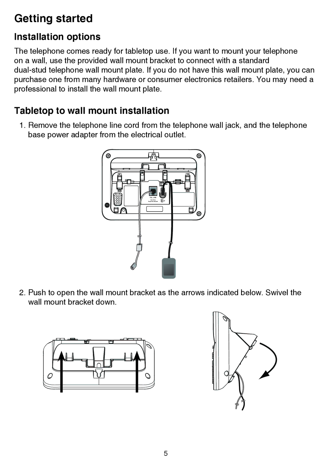 VTech CS6859-2, cs6858-3 user manual Installation options, Tabletop to wall mount installation 