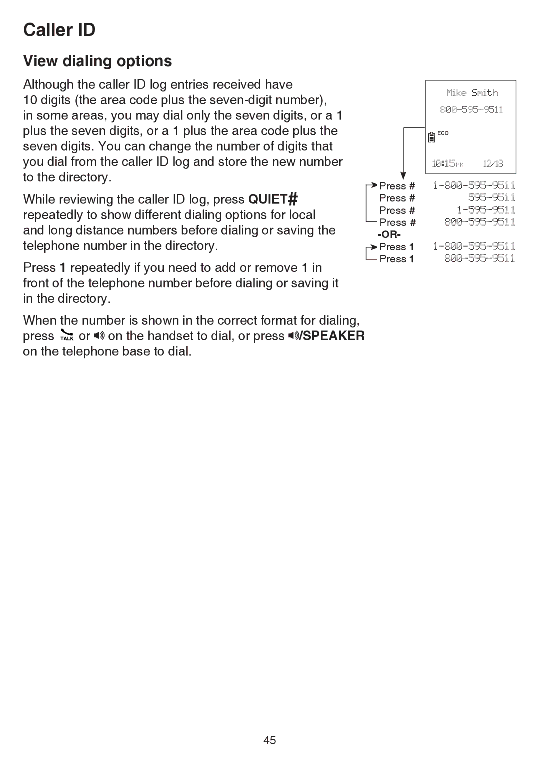 VTech CS6859-2, CS6859-3, CS6859-4 user manual View dialing options 