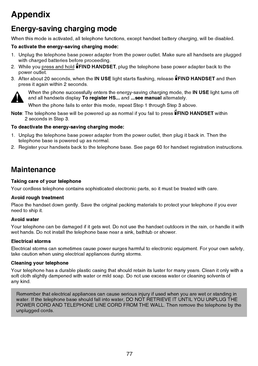 VTech CS6859-2, CS6859-3, CS6859-4 user manual Energy-saving charging mode, Maintenance 