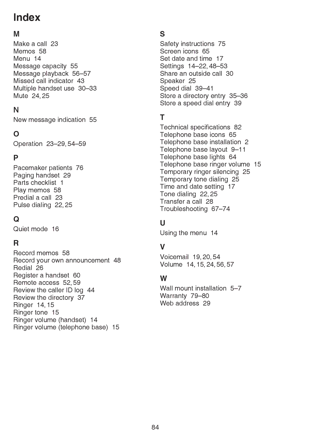 VTech CS6859-3, CS6859-2, CS6859-4 user manual Index 