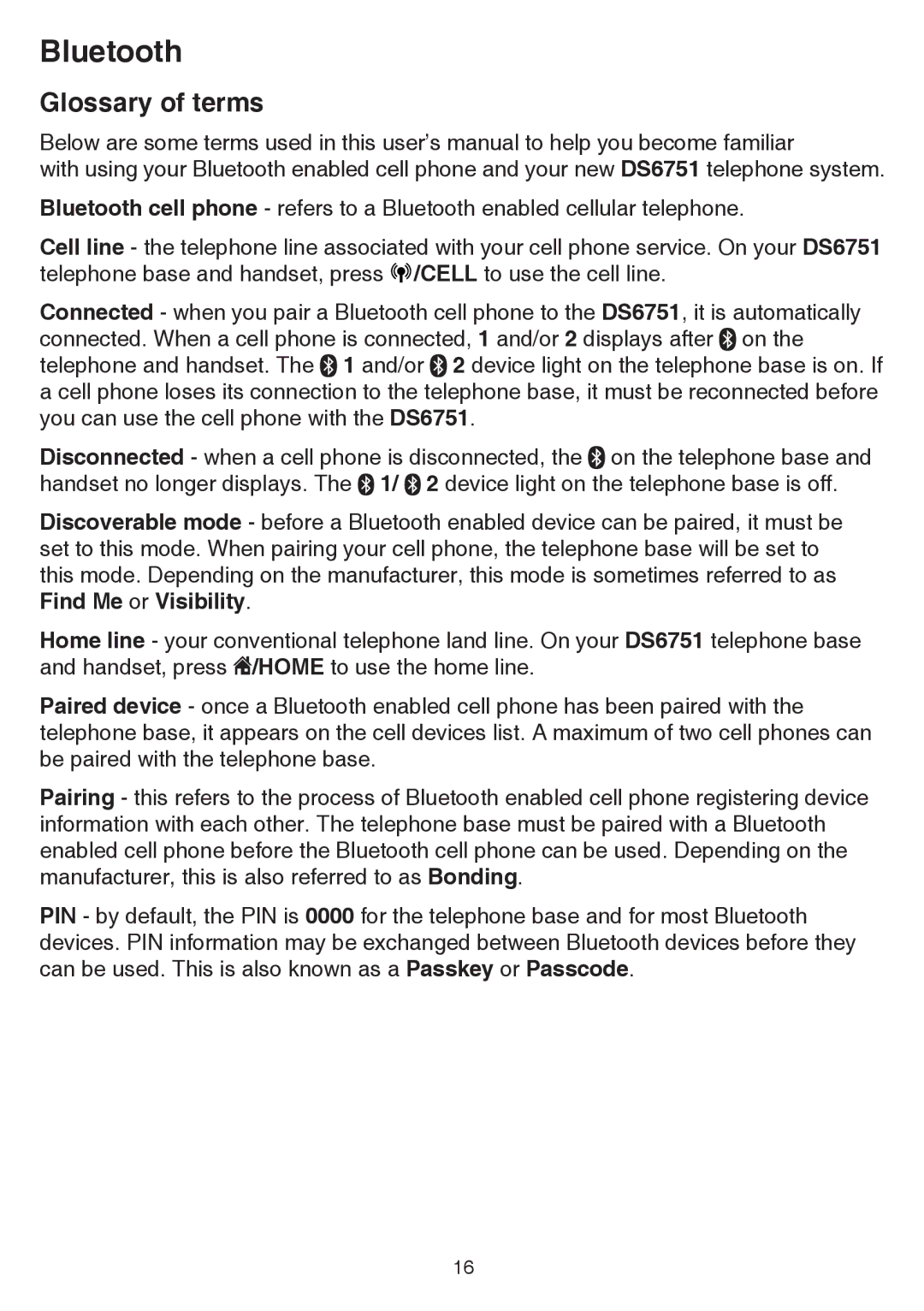 VTech dect 6.0 user manual Glossary of terms 