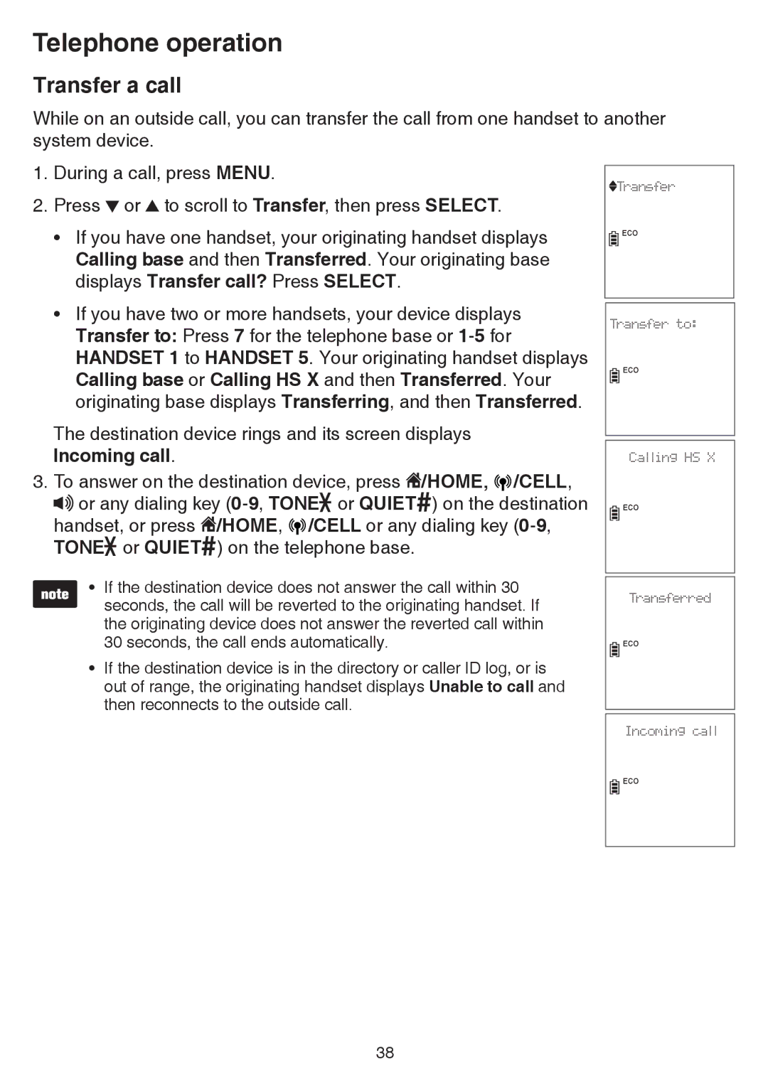 VTech dect 6.0 user manual Transfer a call 