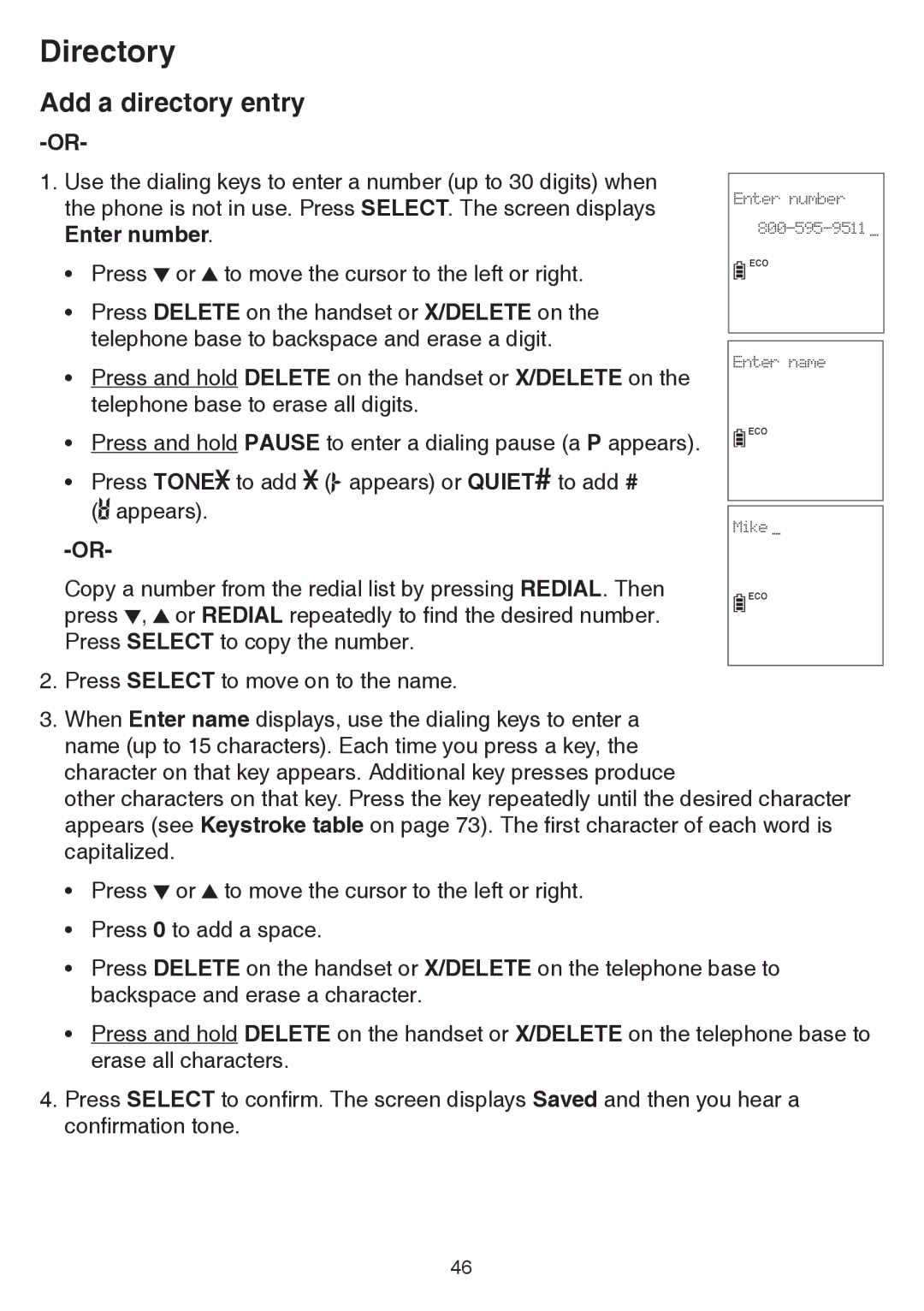 VTech dect 6.0 user manual Directory 