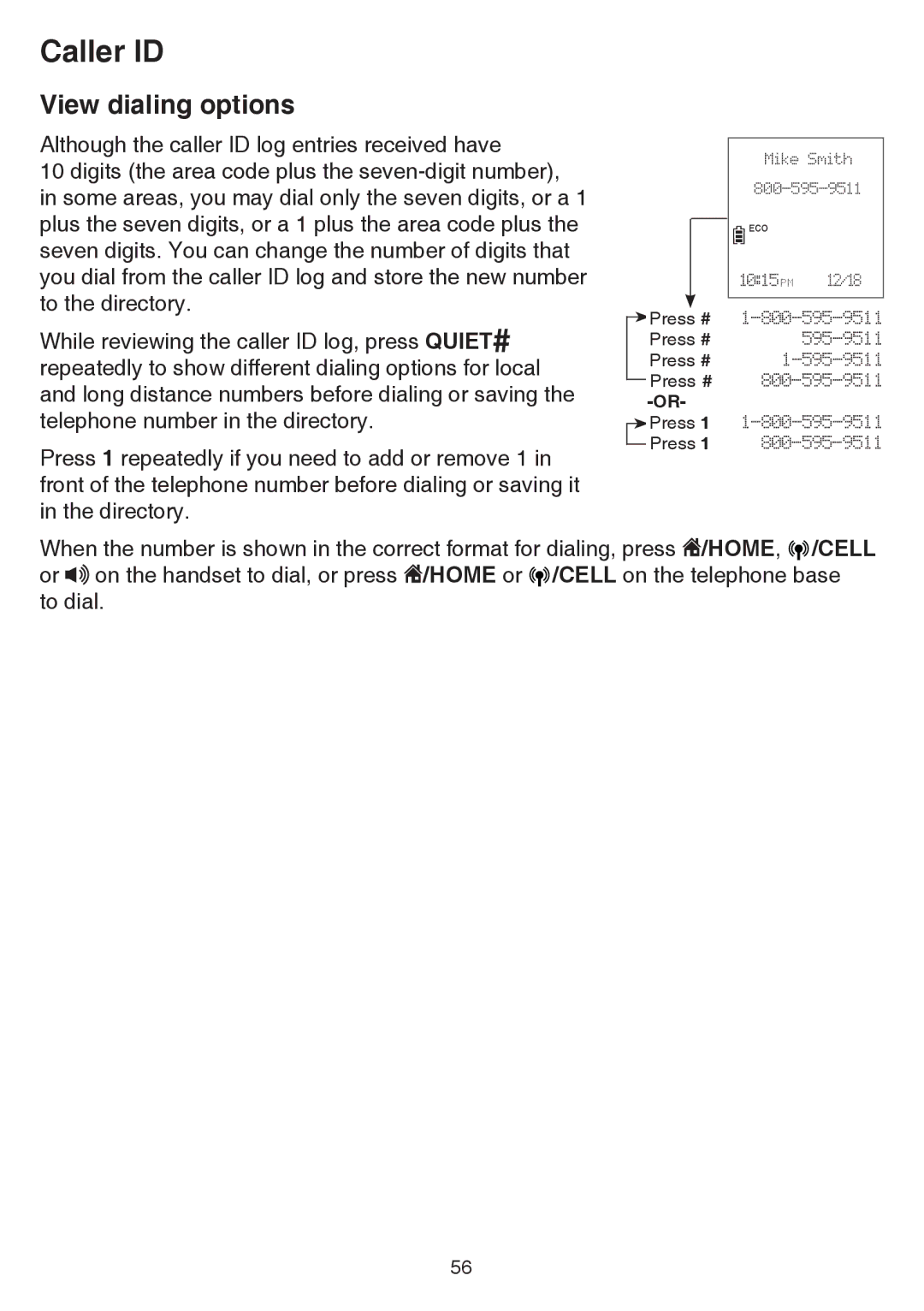 VTech dect 6.0 user manual View dialing options 