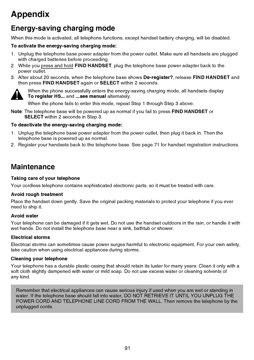 VTech dect 6.0 user manual Energy-saving charging mode, Maintenance 