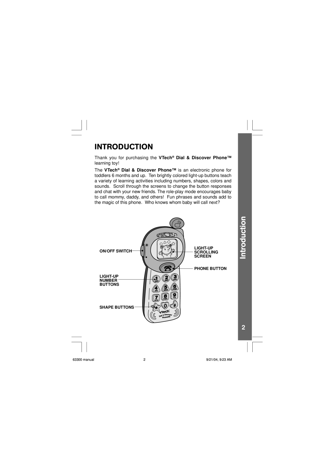 VTech Dial & Discover Phone user manual Introduction 