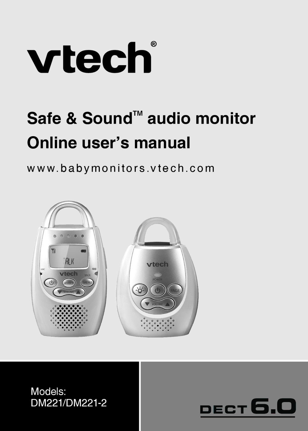 VTech DM221-2 user manual Safe & SoundTM audio monitor Online user’s manual 