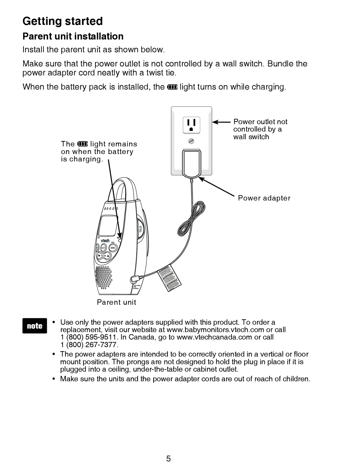 VTech DM221-2 user manual Parent unit installation 