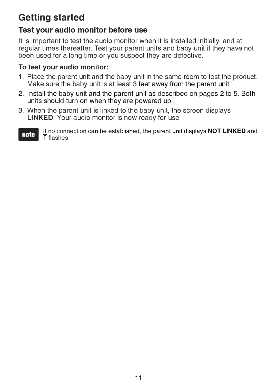 VTech DM221-2 user manual Test your audio monitor before use, To test your audio monitor 