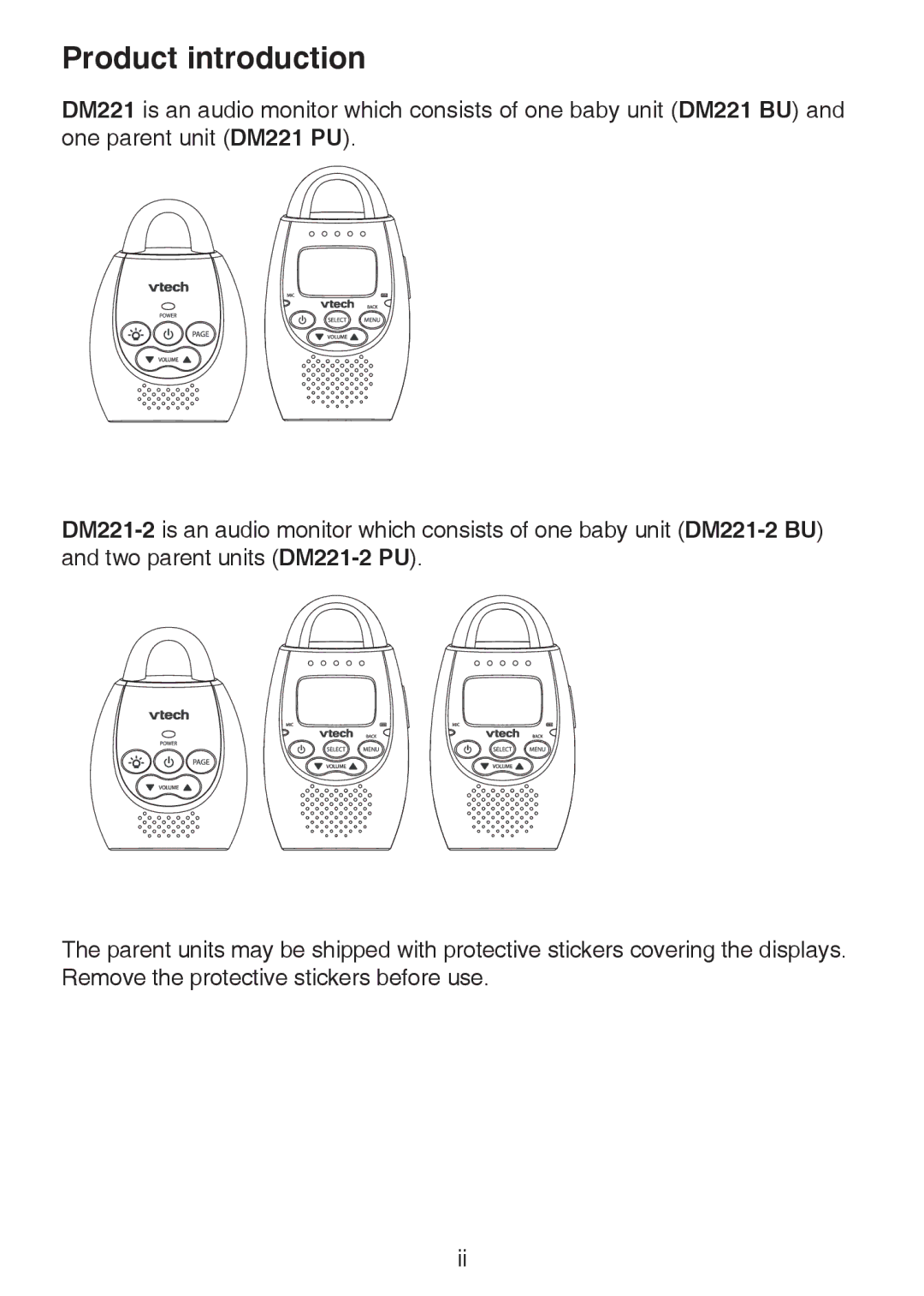 VTech DM221-2 user manual Product introduction 