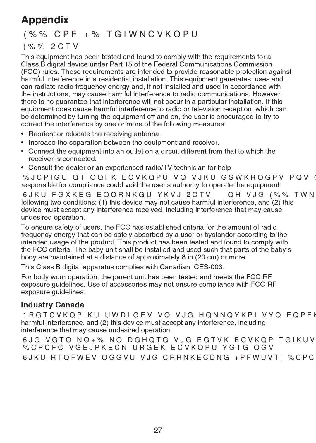 VTech DM221-2 user manual FCC and IC regulations, FCC Part, Industry Canada 