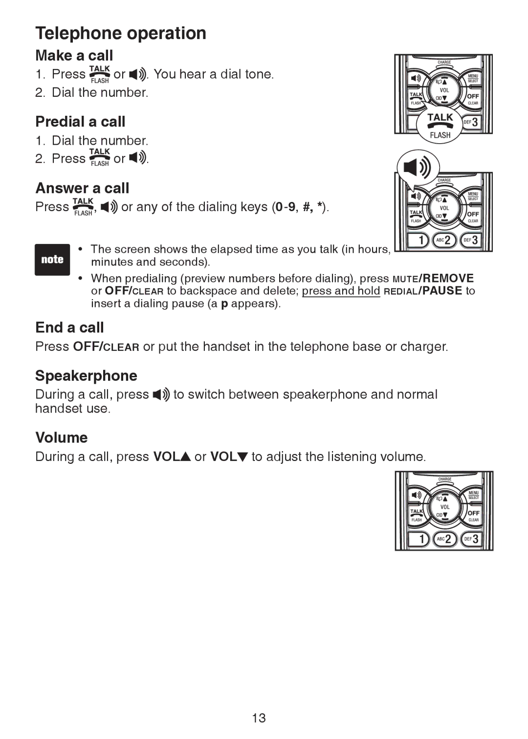 VTech DS6222-4, DS221-2, DS221-3, DS6221-5, DS6222-5, DS6221-4 user manual Telephone operation 