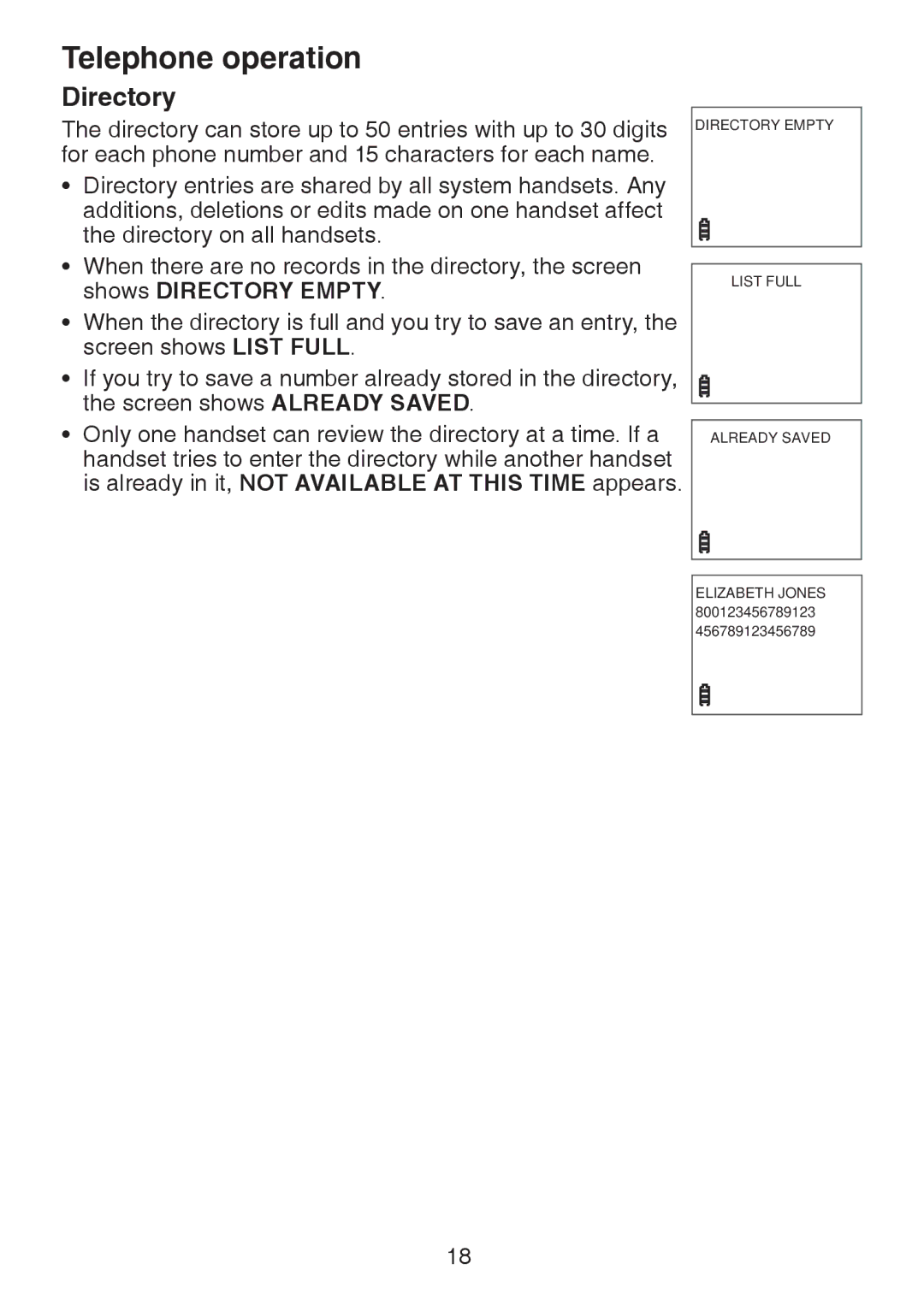 VTech DS221-3, DS221-2, DS6221-5, DS6222-4, DS6222-5, DS6221-4 user manual Directory 